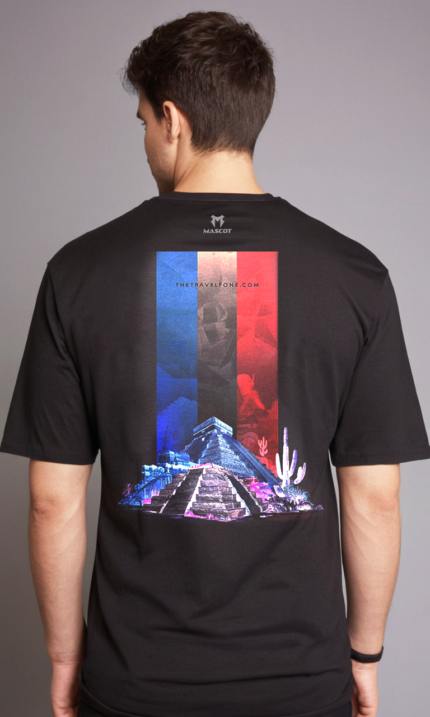 Men's Black Travel Vibes Oversized Graphic T-Shirt